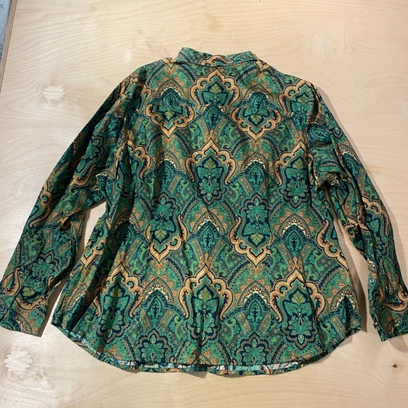 Jones New York Green and Gold Paisley Shirt 3X (GL) - Picture 5 of 6